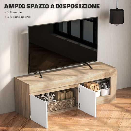 White And Wood-Coloured TV Stand M140xL40xH48cm
