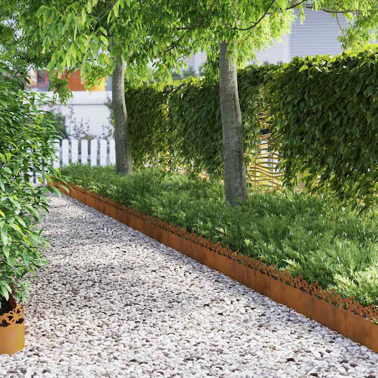 vidaXL Metal Garden Border in Brown Color 1.03m x 22cm