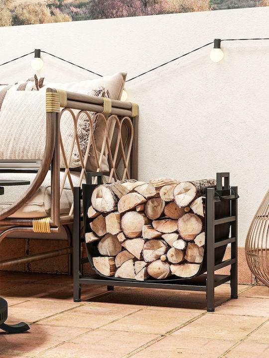 Outsunny Outdoor Indoor Firewood Rack Steel Carrying Bag Oxford Fabric 600d 49x34x44 Cm Black 842-355v00bk