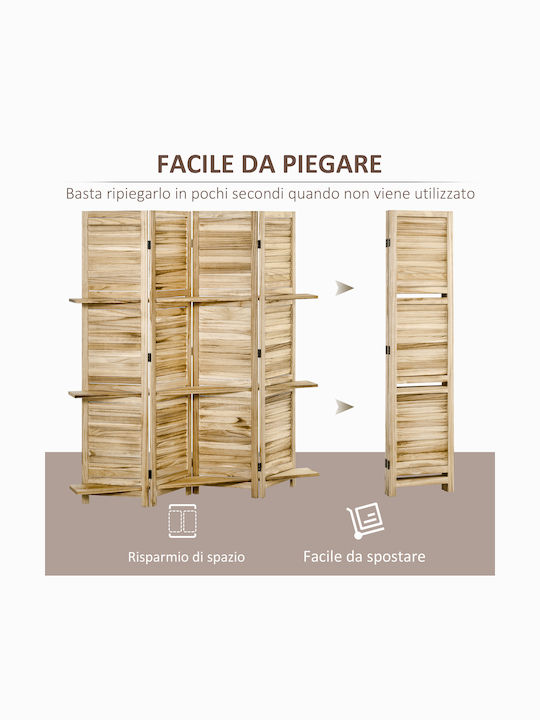 HomCom Διακοσμητικό Παραβάν Ξύλινο με 4 Φύλλα 162x170cm