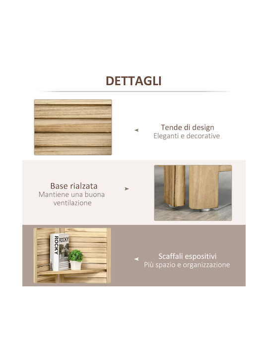 HomCom Διακοσμητικό Παραβάν Ξύλινο με 4 Φύλλα 162x170cm