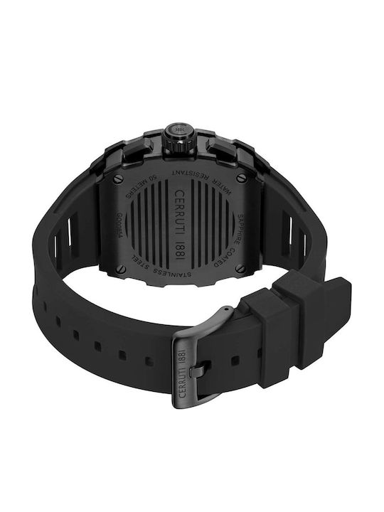 Men's Watch Chronograph Battery with Black Rubber Strap
