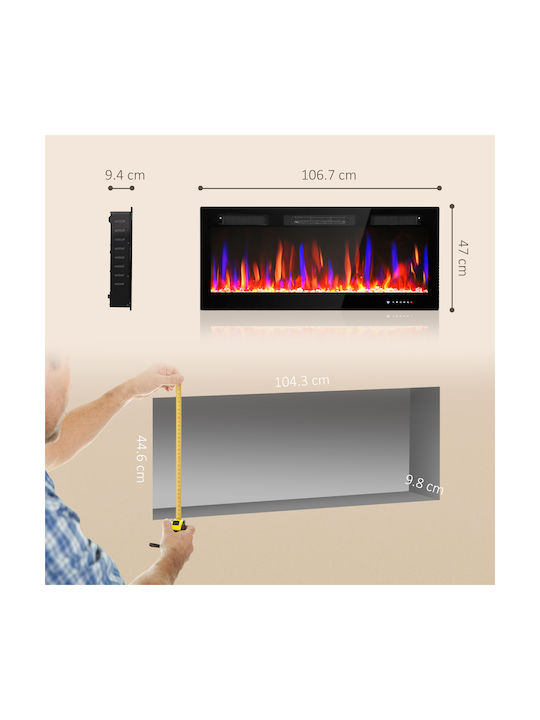 HomCom Επιτοίχιο Ηλεκτρικό Τζάκι 1800W