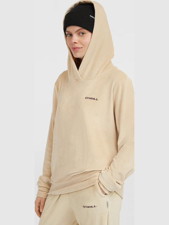 Women's Sweatshirt Velvet Hooded Ecru