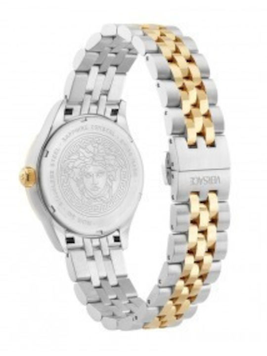 Versace Hellenyium Lady Ρολόι Μπαταρίας με Μεταλλικό Μπρασελέ