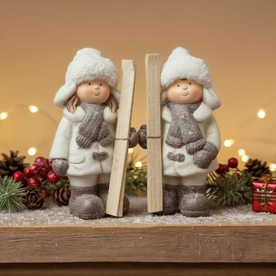 +Efo Weihnachtliche Keramisch Figur Kleinkind Höhe 23cm 2Stück