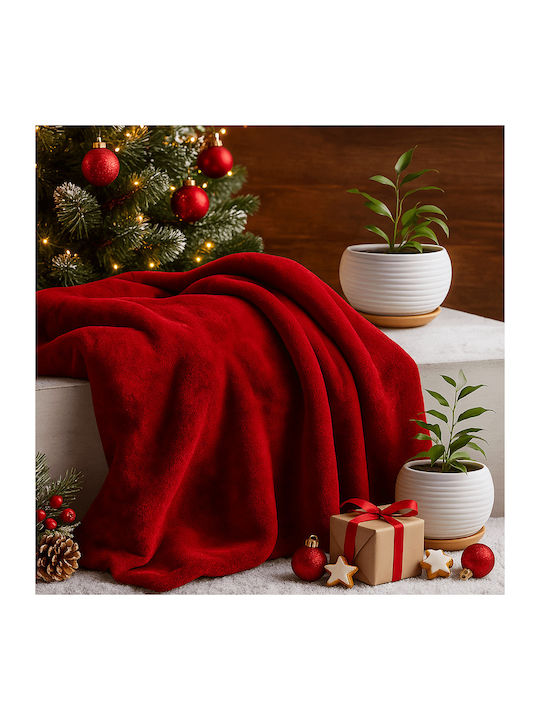 Astron Italy Κουβέρτα Βελουτέ Μονή 150x220εκ. Redwine