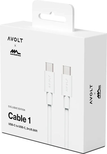 Data Fast Charging Cable Usb-c/usb-c Avolt X Martinelli Luce 2 Meters White