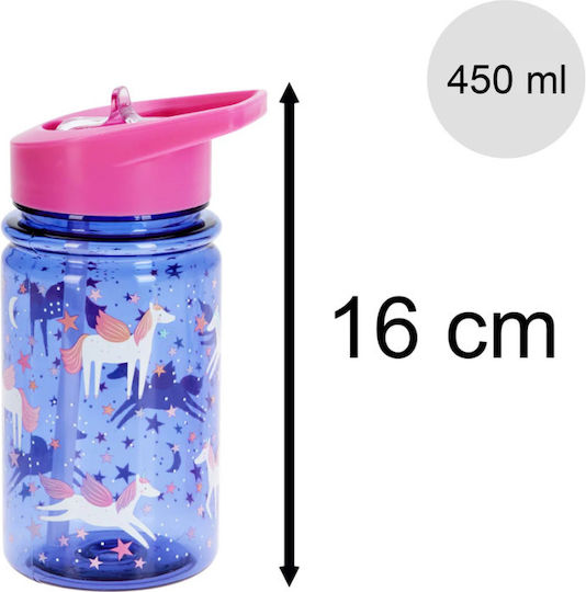 Gezellig Sticlă Pentru Copii Unicorni Din Plastic Cu Pai 450ml