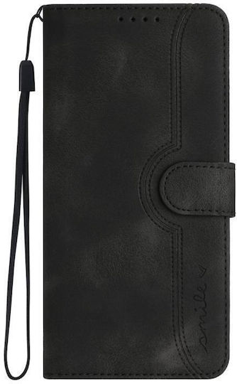 Heart Pattern Wallet Leather / Silicone Black (Honor 50 Pro)
