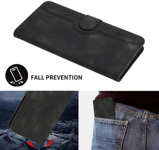 Heart Pattern Wallet Leather / Silicone Black (Honor 50 Pro)
