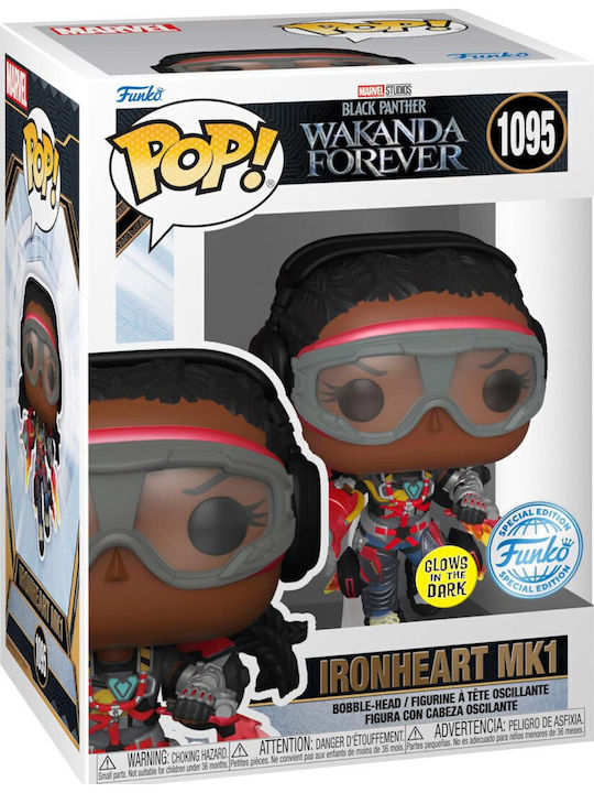Funko Pop! Tees Marvel: Marvel - Tee Adult Black Panther Iron Heart Riri Williams Vinyl Figure and T-Shirt (S) Bobble-Head & Strălucește în întuneric