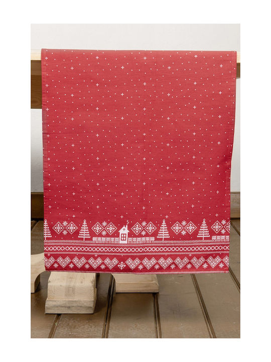 Nima Wonderland Weihnachtlich Tischtuch Läufer Stoff Rot L150xB48cm.
