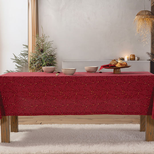 Nef-Nef Homeware December Weihnachtlich Tischtuch Stoff Rot L140xB140cm.