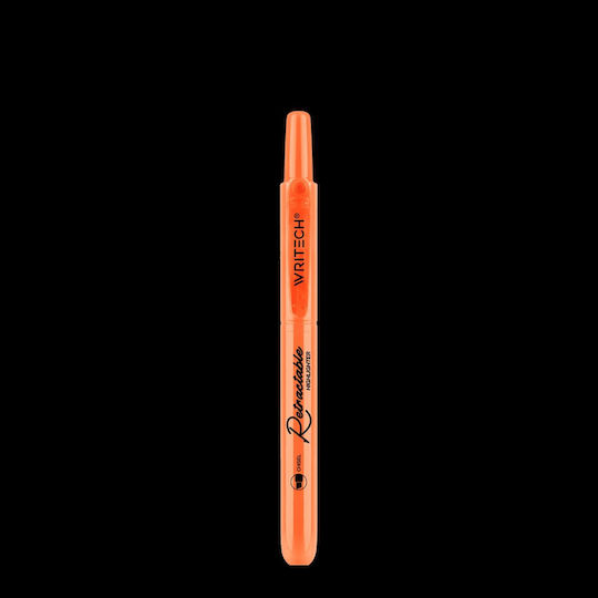 Writech Μαρκαδόρος Υπογράμμισης Κουμπί Πλακέ 1-4mm Retractable Neon Orange 545694
