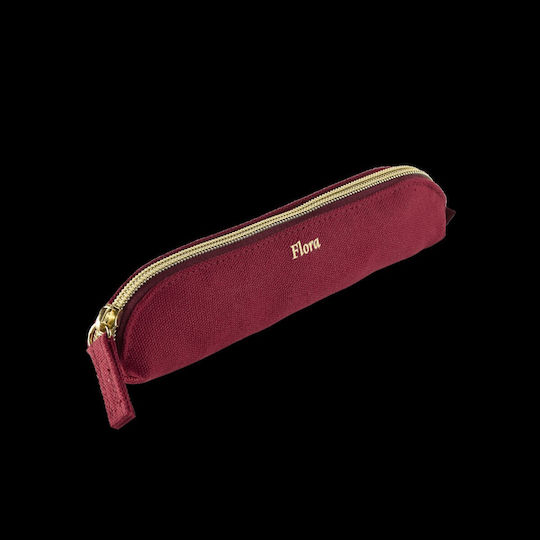 Miquelrius Pencil Case Holder 19.5x3.5x4cm Botanical Flora Burgundy