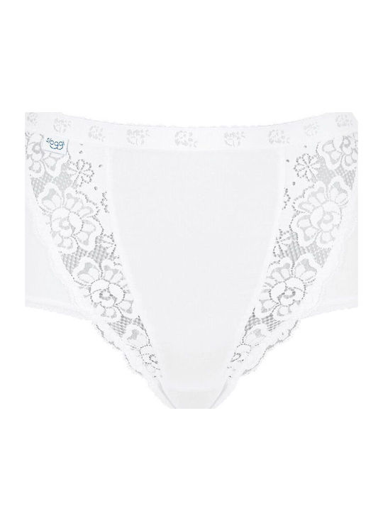 Chic Maxi Βαμβακερό Ψηλόμεσο Γυναικείο Boxer με Δαντέλα Λευκό