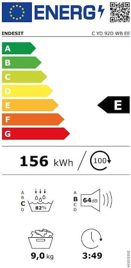 Indesit C YD 92D WB EE Tumble Dryer 9kg with Heat Pump