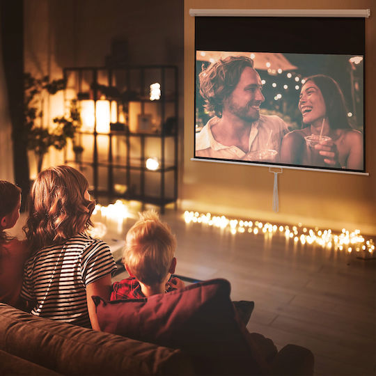 HomCom Οθόνη Προβολής Projector Οροφής με Λόγο Εικόνας 16:9 172x96cm / 80"