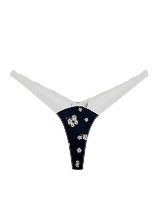 Women's String with Lace Navy Blue