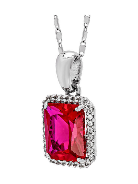Kiriakos Gofas Solitaire Necklace Made of 14K Red White Gold