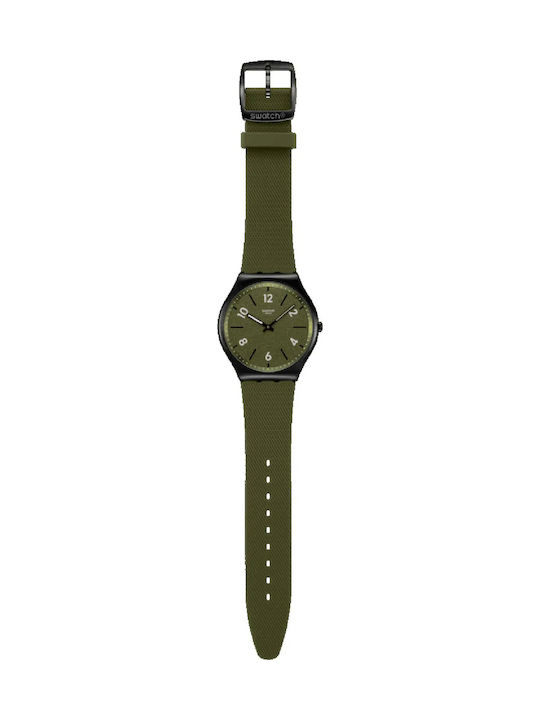 Swatch Swatch Γυναικείο Ρολόι Μπαταρίας με Πράσινο Καουτσούκ Λουράκι
