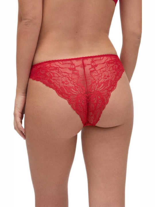 Women's Slip with Lace Red