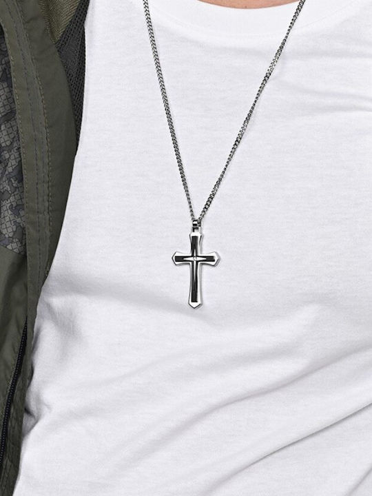 Legend Accessories Black Men's Cross from Steel with Chain