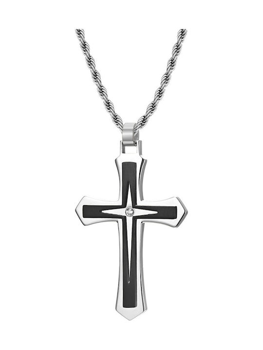 Legend Accessories Black Men's Cross from Steel with Chain
