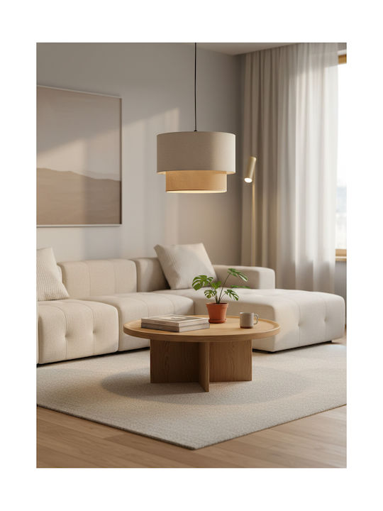 GloboStar Biggie Pendant Light Beige with E27 Socket 30x30x23.5cm