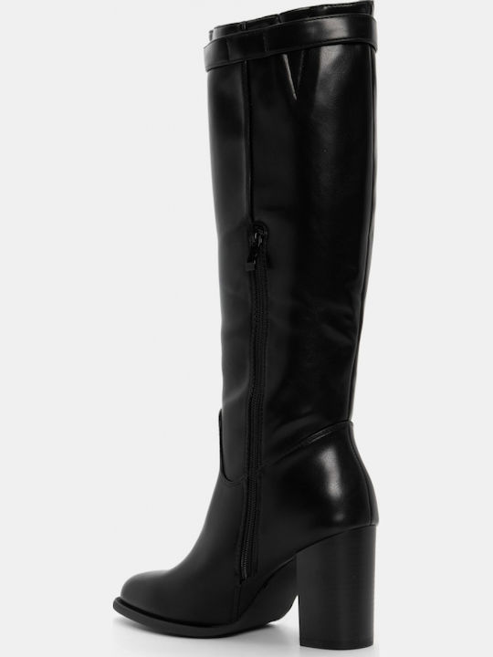 Wildleder Damenstiefel mit hohem Absatz Schwarz
