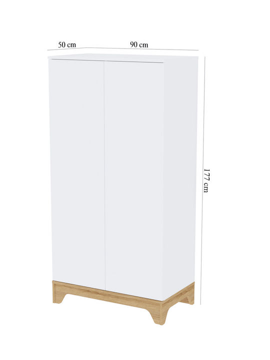 Δίφυλλη Ντουλάπα Λευκή 90x50x177cm Δίφυλλη Ντουλάπα Λευκή 90x50x177cm