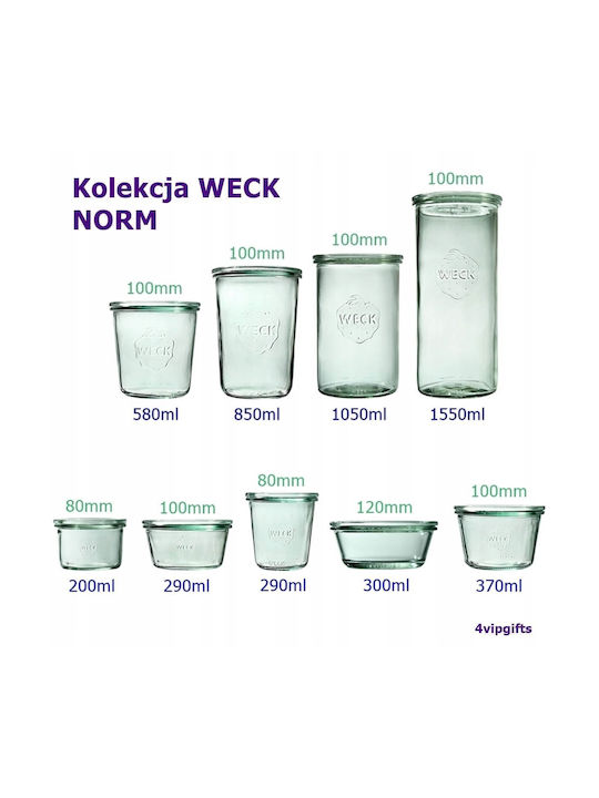 Weck Set 6 Stück Lebensmittelgläser Allgemeine Verwendung mit Deckel Glas Transparent 1500ml 6 Stück