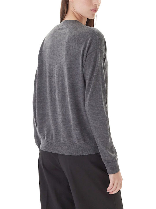 Women's Sweater Woolen with V Neckline Gray