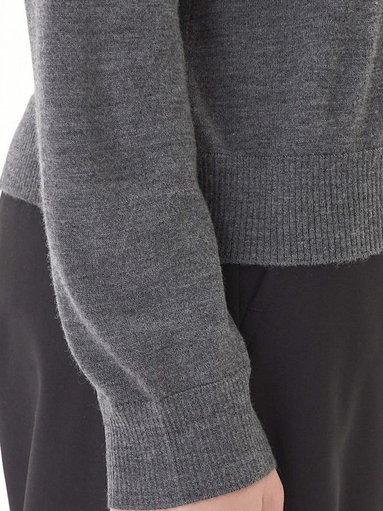 Women's Sweater Woolen with V Neckline Gray