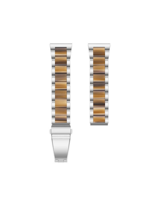 Metallisches Tragbare Band Xdfind Three Beads 22mm Resin Silber Braun