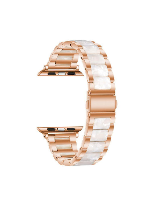 Metallarmband Für Apple Watch 38 40 41 S10 42mm Rose Gold Weiß