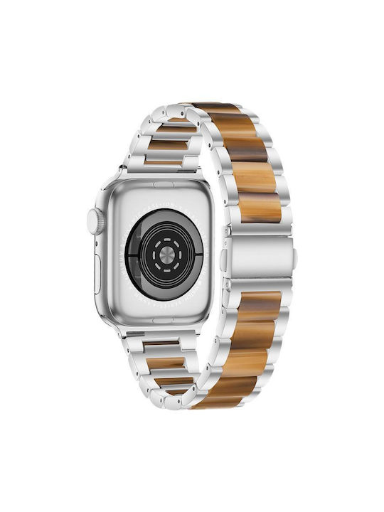 Metal Watch Strap Resin Apple Watch 38 40 41 S10 42mm Silver Brown Metal Watch Strap Resin Apple Watch 38 40 41 S10 42mm Silver Brown