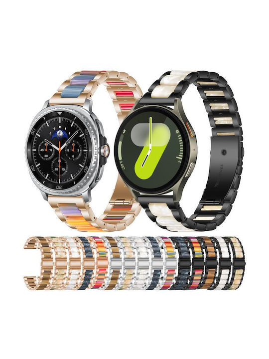 Metal Watch Strap Resin Samsung Galaxy Watch 7 6 5 Fe Black White