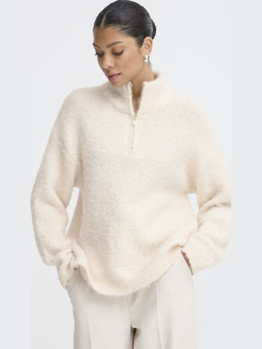 Women's Sweater with Zipper Birch Melange