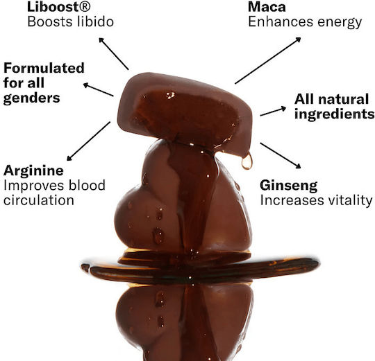 Oh Collective Date Night Bonbons Cremiger Karamell-Füllung Schokoladen Αφροδισιακά Σchokoladentäfelchen Maca Ginseng & Liboost 50gr