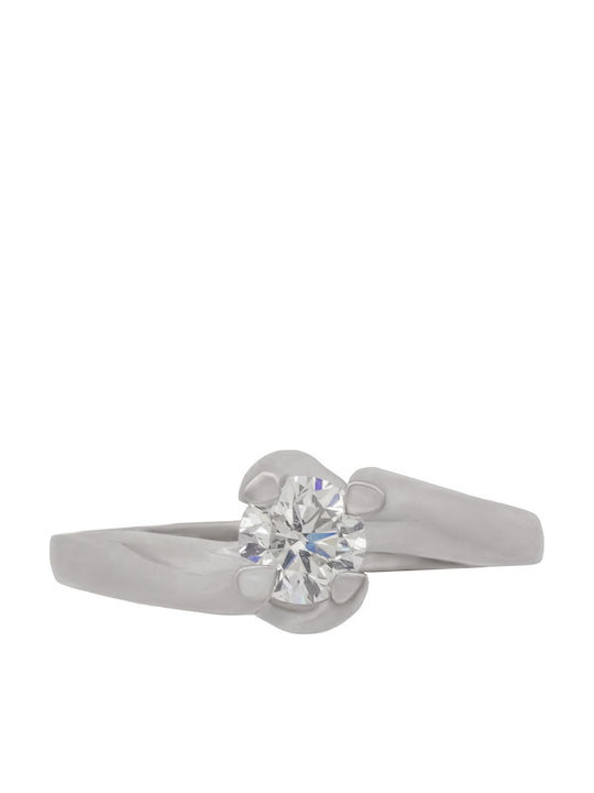 Savvas Design Einzelner Steinring aus Weißgold 18K