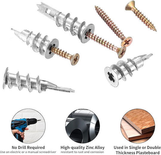 Set 90 Şuruburi Autoperforante M4 Pentru Perete Uscat Ancore Metalice Şuruburi Ancore Cavitate Şuruburi Autoperforante Ancore Cărămizi Pentru Perete Uscat