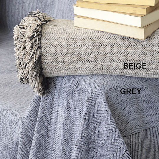 Palamaiki Braid Ριχτάρι Πολυθρόνας Chenille 180x180εκ. Grey