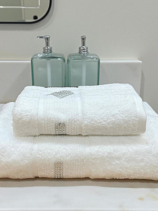 Linea Home Σετ Πετσέτες Μπάνιου 2τμχ Λευκό Βάρους 500gr/m²