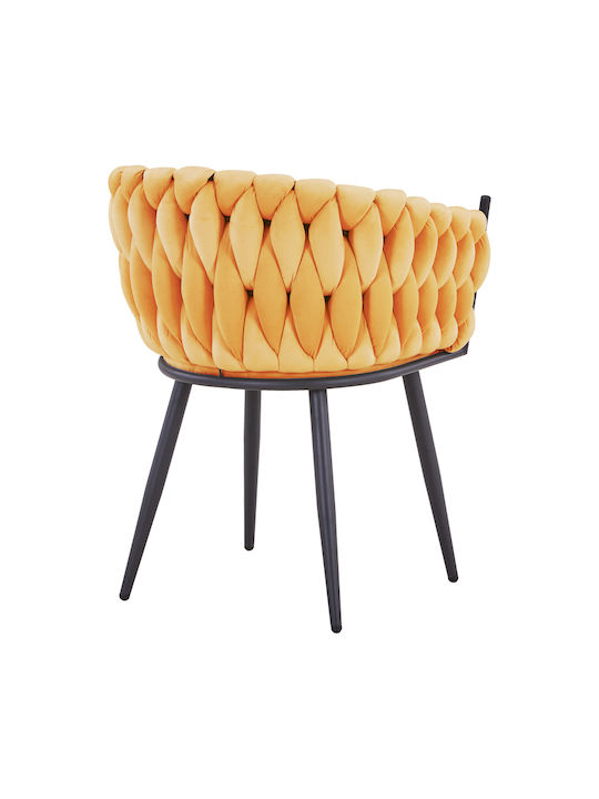 Vivian Dining Room Velvet Armchair Yellow 61x55x80cm 2pcs