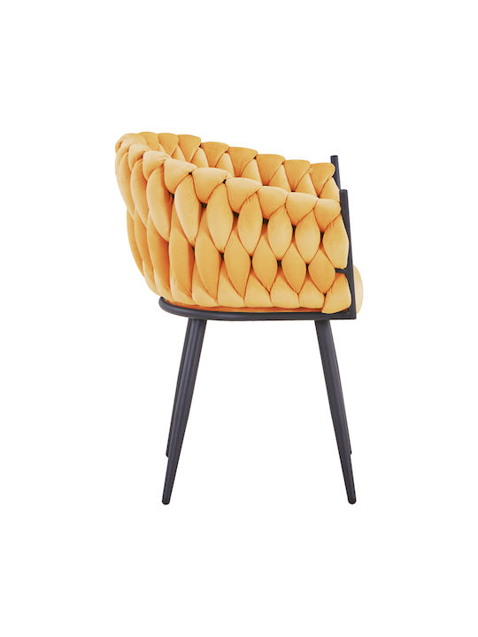 Vivian Dining Room Velvet Armchair Yellow 61x55x80cm 2pcs