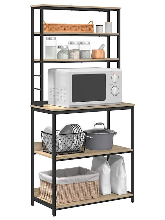 vidaXL Wooden Kitchen Rack 6 Tiers Brown 80x40x168cm