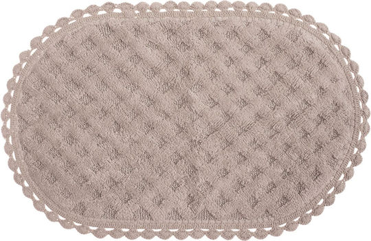 Nef-Nef Homeware Non-Slip Bath Mat Cotton Oval Touch 034261 Grey 55x85cm