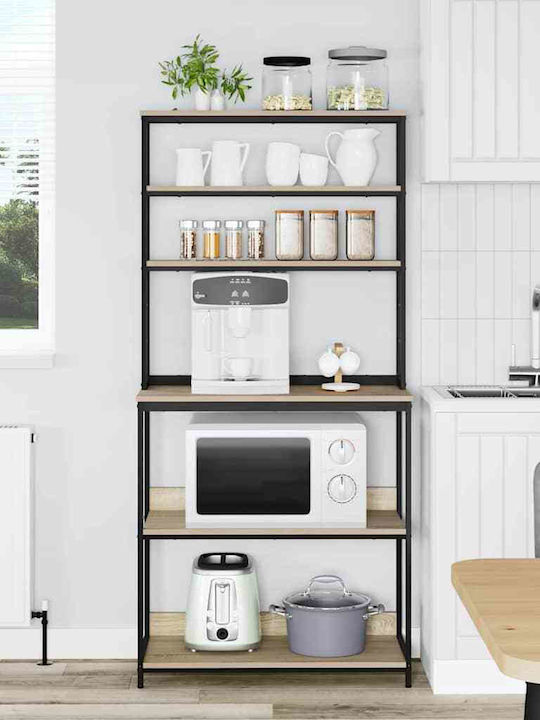vidaXL Wooden Kitchen Rack 6 Tiers Brown 80x40x168cm